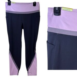 Tangerine Leggings Black/Mauve Athletic Color Block‎ Crop in Size M  NWT